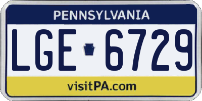 PA license plate LGE6729