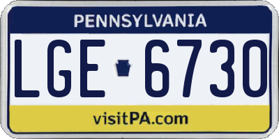 PA license plate LGE6730