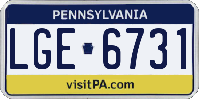 PA license plate LGE6731