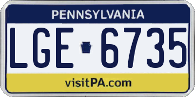 PA license plate LGE6735
