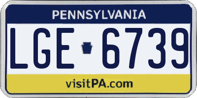 PA license plate LGE6739