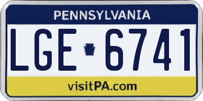 PA license plate LGE6741