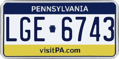 PA license plate LGE6743