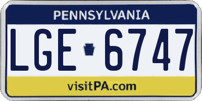 PA license plate LGE6747