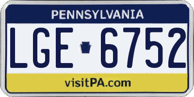 PA license plate LGE6752