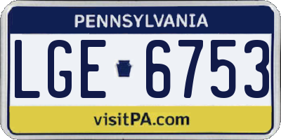 PA license plate LGE6753