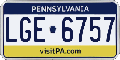 PA license plate LGE6757