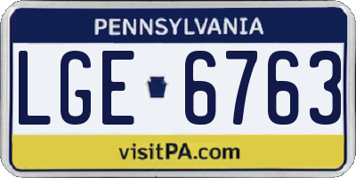 PA license plate LGE6763
