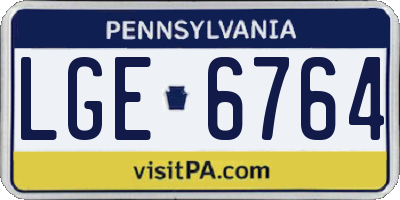 PA license plate LGE6764