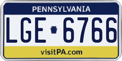 PA license plate LGE6766