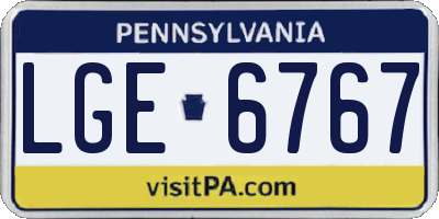 PA license plate LGE6767