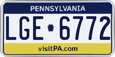 PA license plate LGE6772