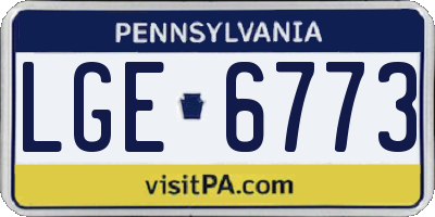 PA license plate LGE6773
