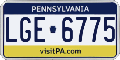 PA license plate LGE6775
