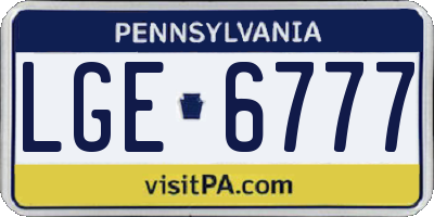 PA license plate LGE6777