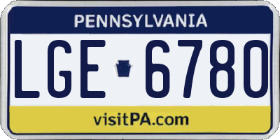 PA license plate LGE6780