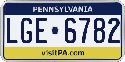 PA license plate LGE6782