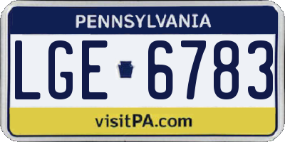 PA license plate LGE6783