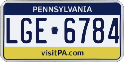 PA license plate LGE6784