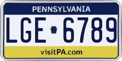 PA license plate LGE6789
