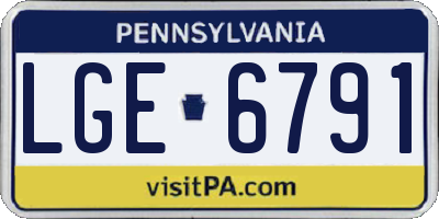 PA license plate LGE6791