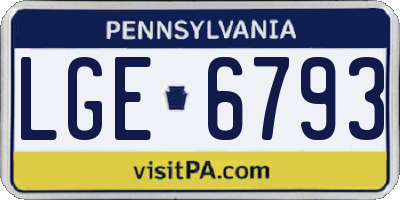 PA license plate LGE6793