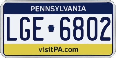 PA license plate LGE6802