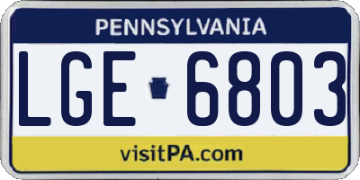PA license plate LGE6803