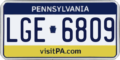 PA license plate LGE6809