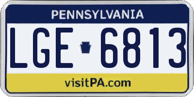 PA license plate LGE6813