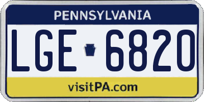 PA license plate LGE6820