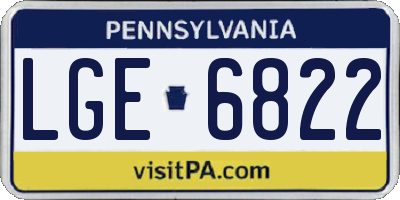 PA license plate LGE6822
