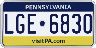 PA license plate LGE6830