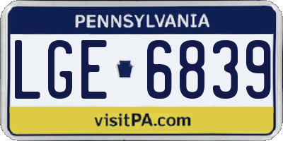 PA license plate LGE6839