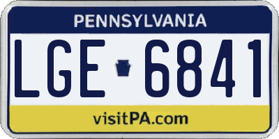 PA license plate LGE6841