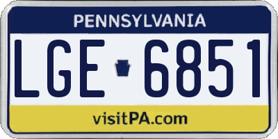 PA license plate LGE6851
