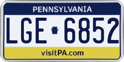 PA license plate LGE6852