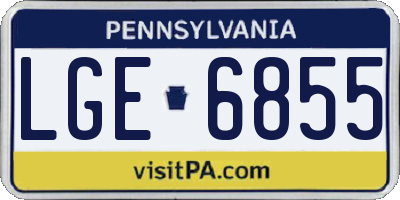 PA license plate LGE6855