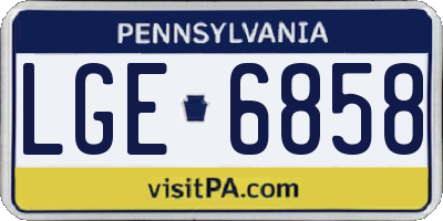 PA license plate LGE6858
