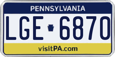 PA license plate LGE6870