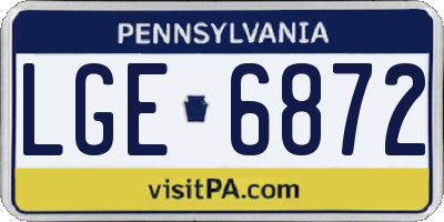 PA license plate LGE6872