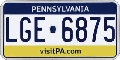 PA license plate LGE6875