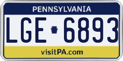 PA license plate LGE6893