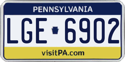 PA license plate LGE6902