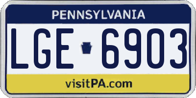 PA license plate LGE6903