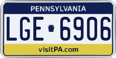 PA license plate LGE6906
