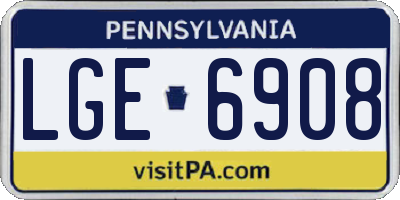 PA license plate LGE6908
