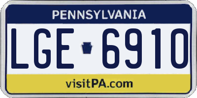 PA license plate LGE6910