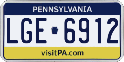 PA license plate LGE6912