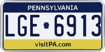 PA license plate LGE6913